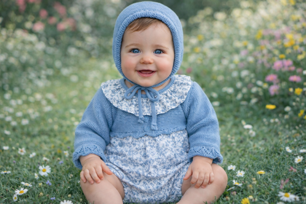 Pelele flores azules