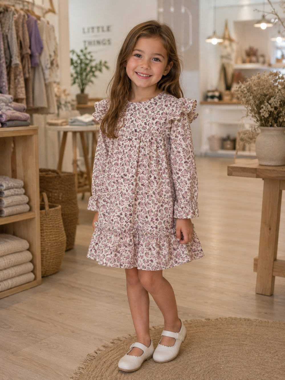 Vestido Niña Flores Lila