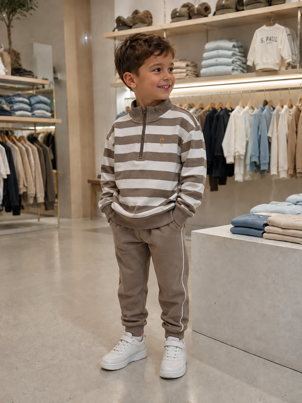 Chandal Niño Marron Rayas